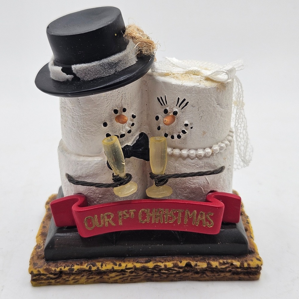 S'mores Snowman Wedding Couple Our 1st Christmas Ornament Midwest